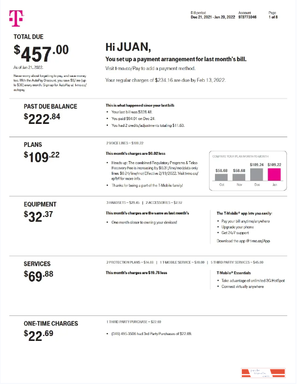 NETHERLANDS T MOBILE utility bill Word and PDF template